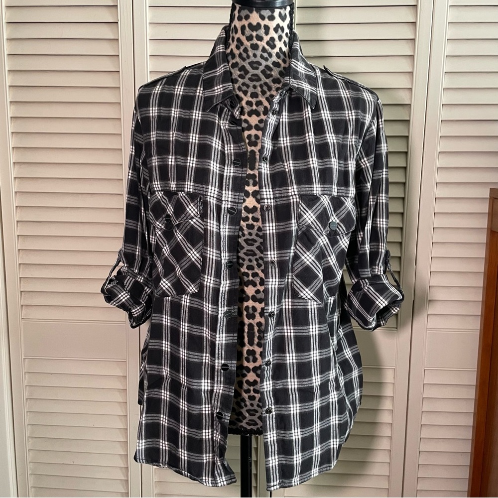 Sanctuary Black & White Plaid Shirt